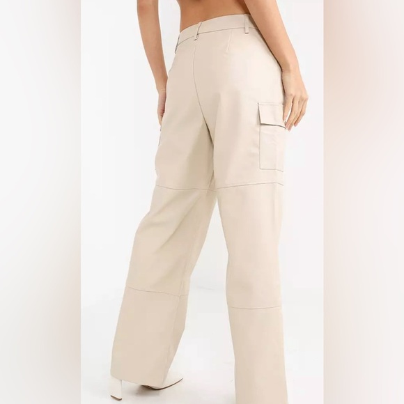 Peppermayo Ivory Walk On The Wild Side PU Cargo Pants. Straight wide legs. New. - Picture 2 of 11